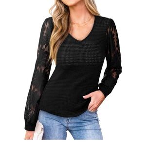 NWT Cupshe Women's M Long Sleeve Embroidered Floral Eyelet Blouse Shirt Boho